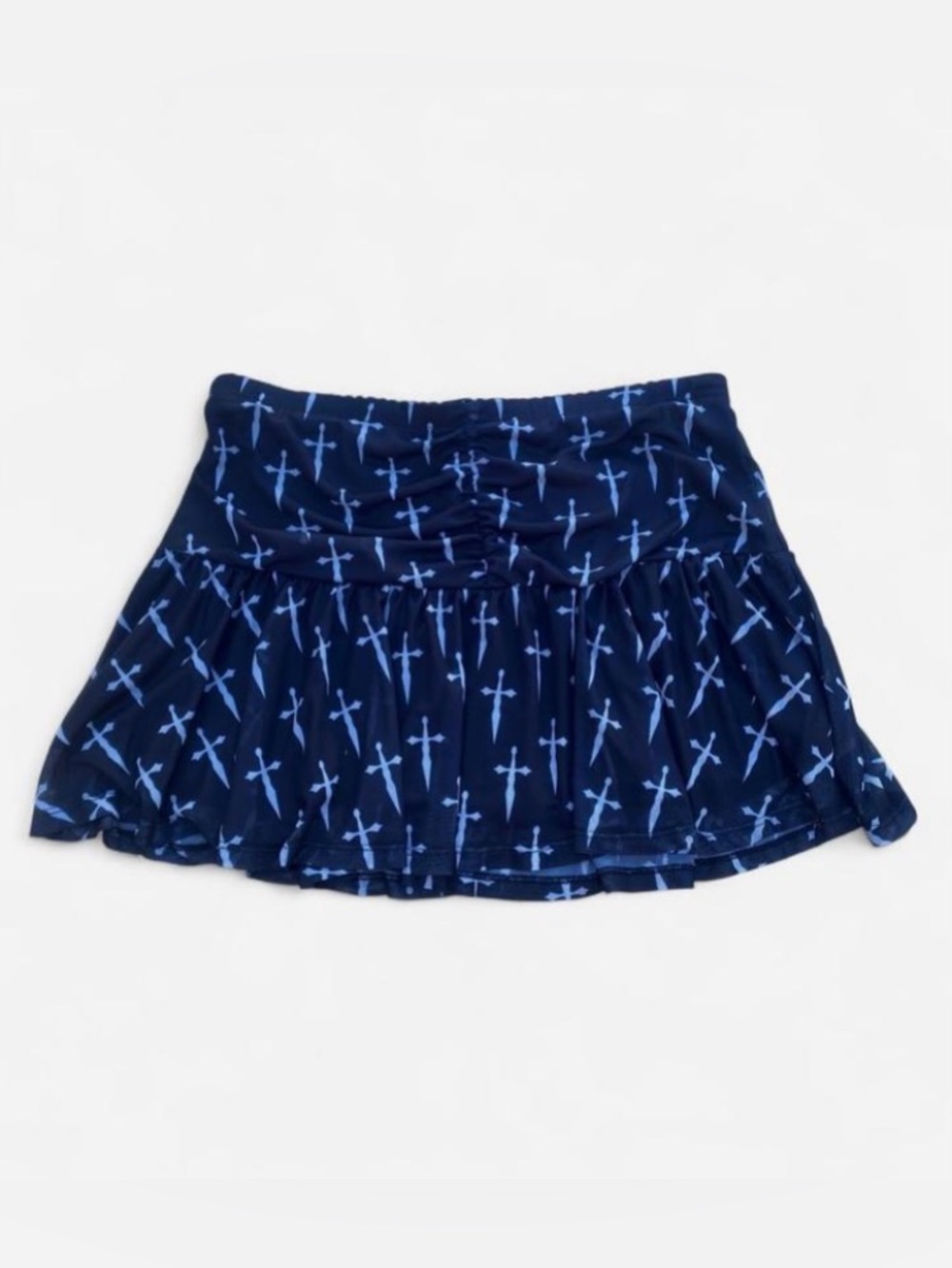 Hot Topic Black & White Mini Skirt Cross Design Micro Mesh Lining